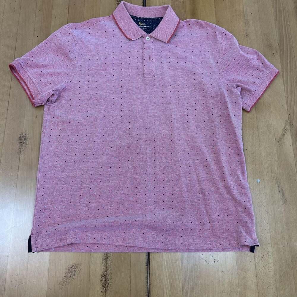 Club Room Estate Performance Polo Shirt Size L Pink Polka Dot